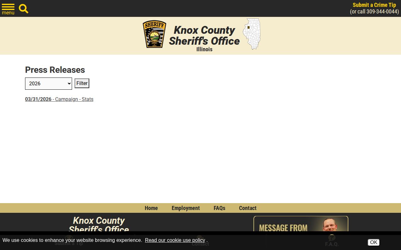 Knox County Jail dated press archive for release record research