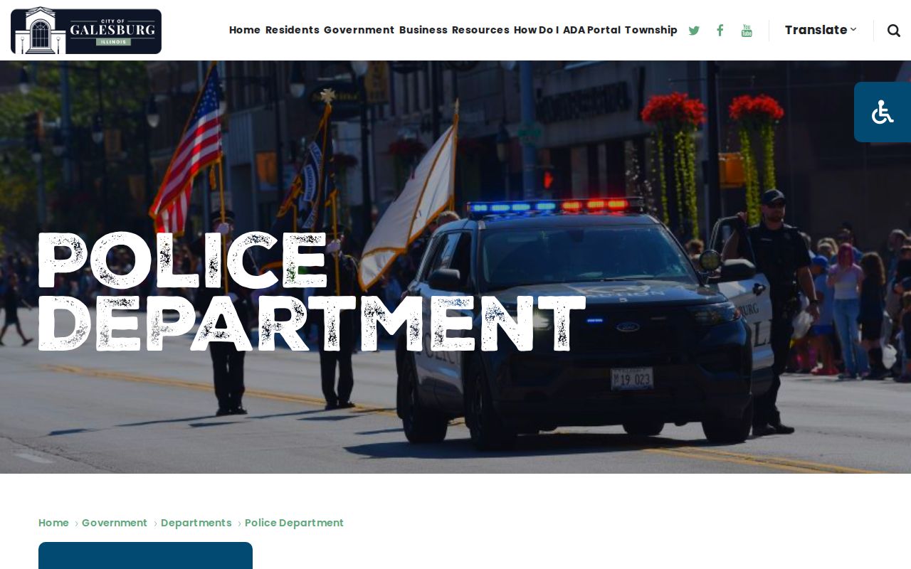 Official Galesburg Police Department page for municipal custody contact