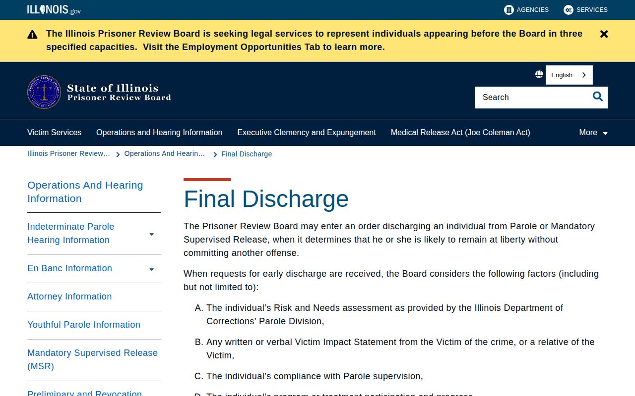 Knox County parole and probation early final discharge route