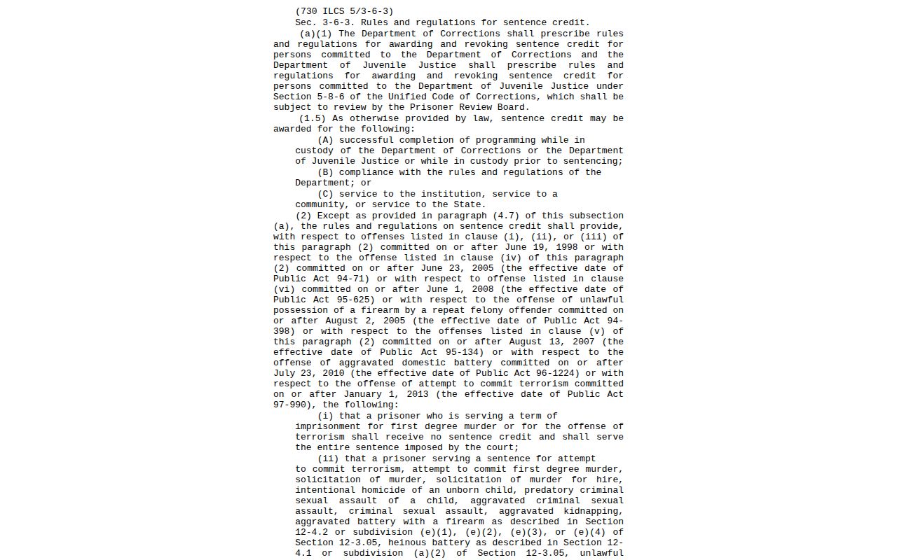 Illinois sentence credit law affecting Knox County projected release dates